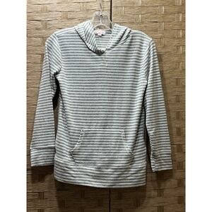Poof Girl‎ Soft Hoodie Girls Sz L Lightweight Gray White Pocket Very Good Cond!